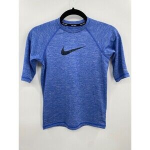 NIKE SWIM Heather Blue Camo Swoosh UPF 40+ Swim Shirt Size M (10-12)
